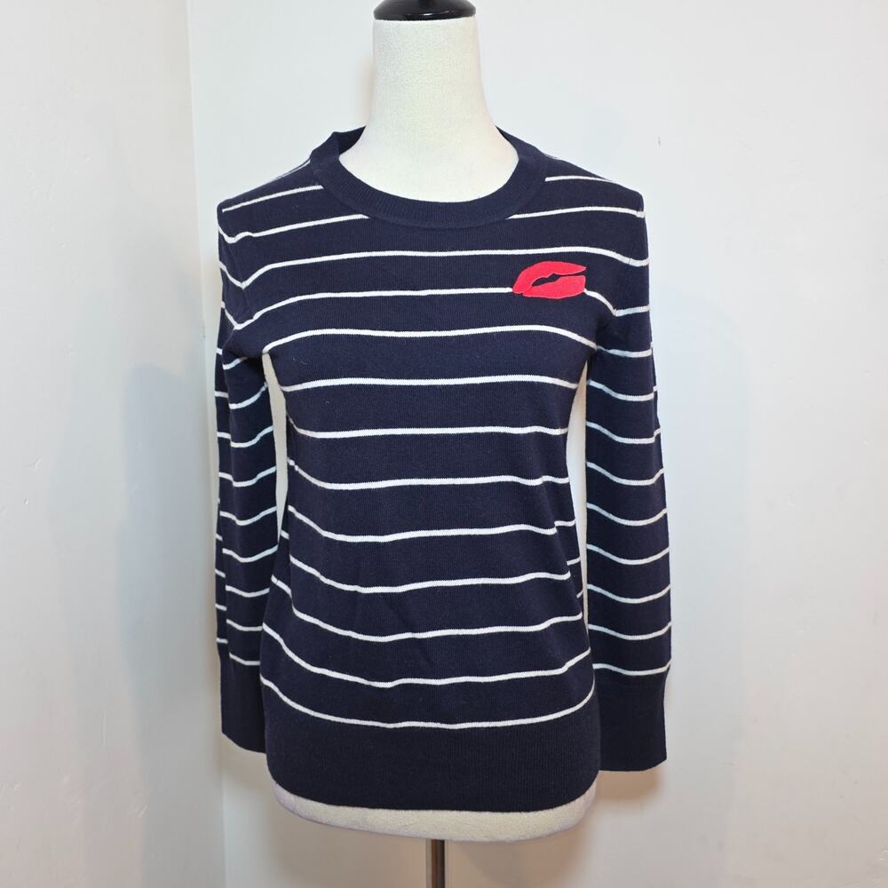 Banana Republic Italian Yarn Merino Wool Crewneck Pullover Striped Sweater XS